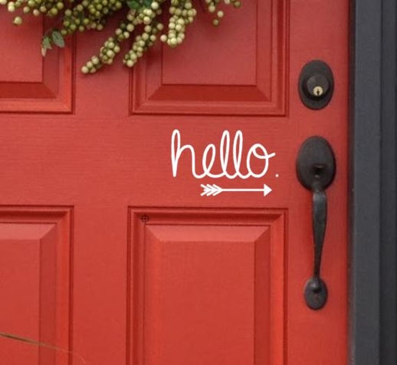Hello Door Decal Hello with Arrow Door Decal Front Door