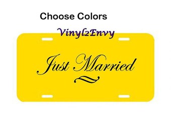 Just Married License Plate - Vinyl Car Decal - Car Decals, Signage, Wedding Gift, License Plate, Just Married Car Sign