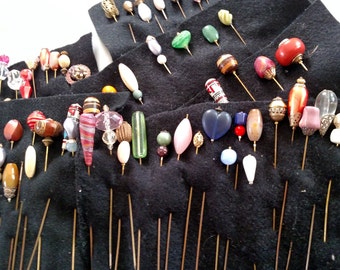REDUCED hat pin business..75 or more pieces 4 and 5 inch pins will sell for 5.00 and up extra pins