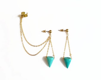 AI164 - Oxidised Kite Chain Ear Cuff main image 0