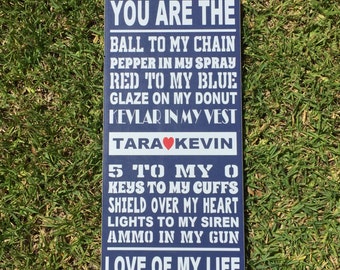 Police Officer Gifts ~ Police Wife ~ Back The Blue ~ Cop Wedding Sign ~ Police Gifts ~ Policeman Family Rules Custom Wood Sign ~ Cop Gifts