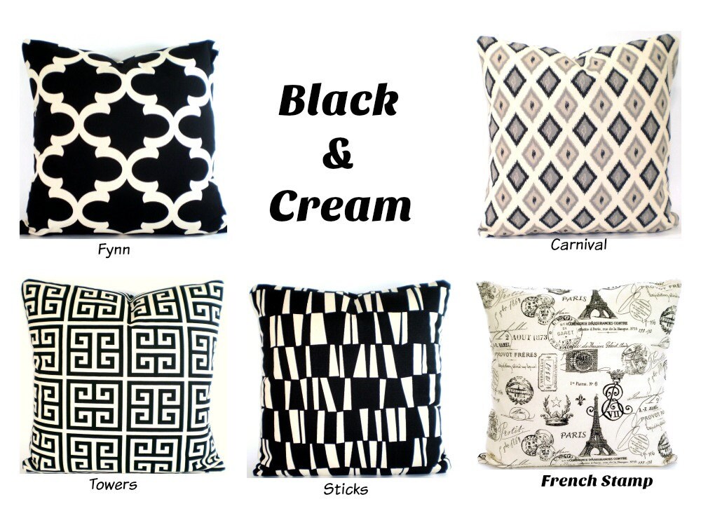 Black Cream Throw Pillow Covers Decorative Pillows Cushions
