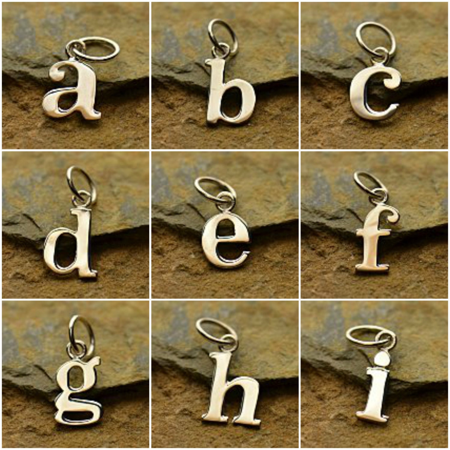 Typewriter Font Charms Sterling Silver AZ by