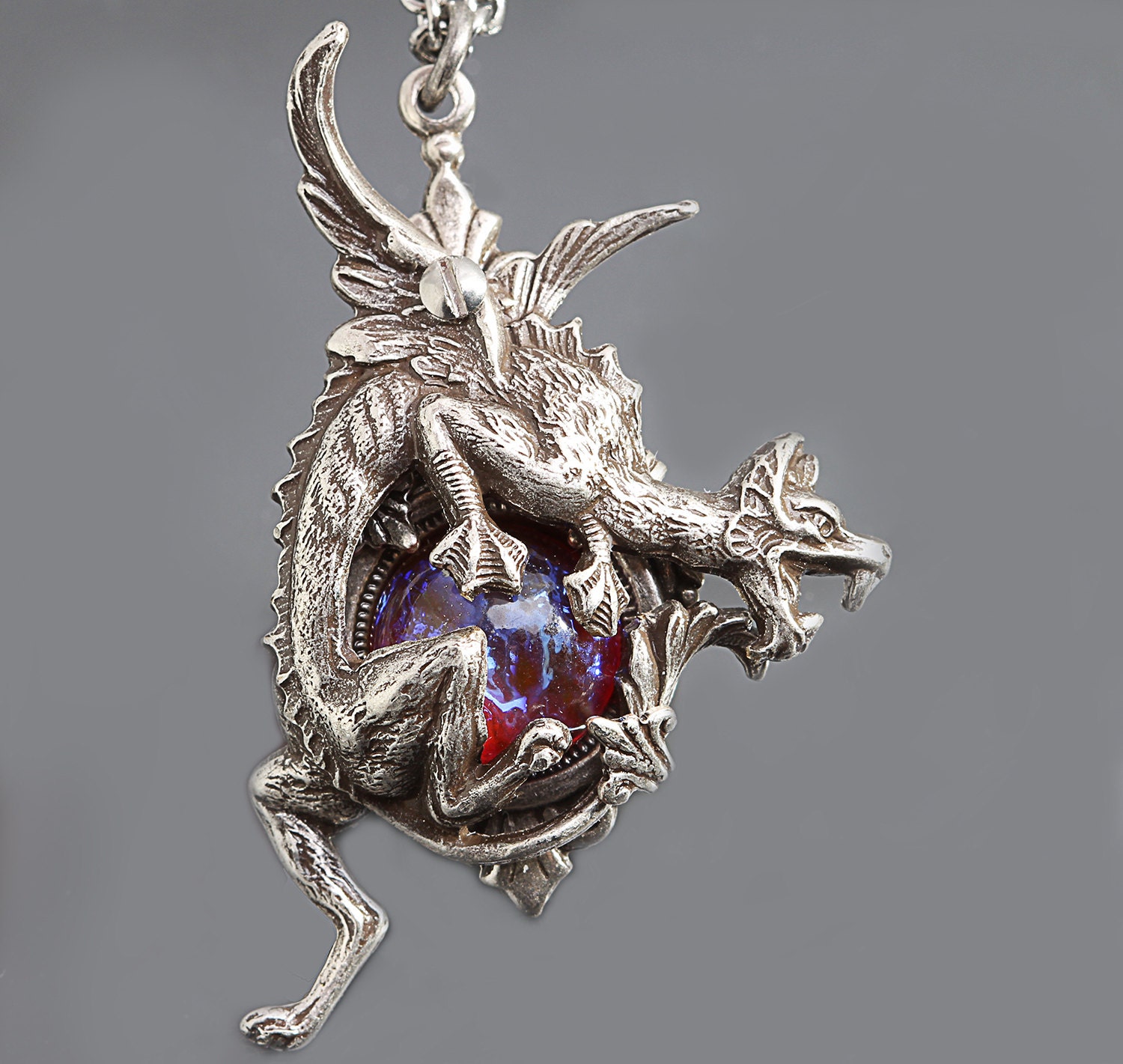 Silver Dragon Necklace Dragons Breath Opal Dragons Breath