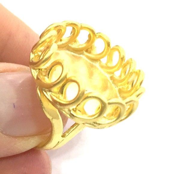 Gold Ring Blank Ring Settings Ring Bezel Base Cabochon