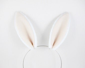White Rabbit Ears Hair Clips Fluffy Plush Bunny Ears