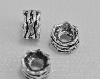 Antique silver plated beads, 5x7mm - #1852