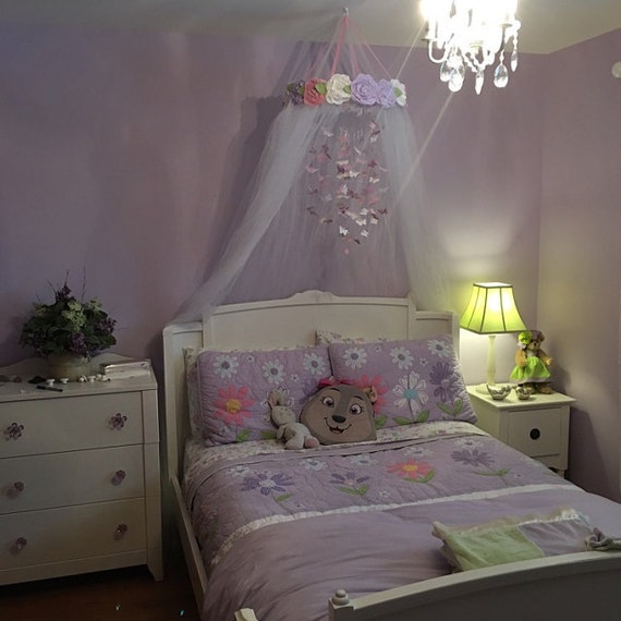 Custom Fabric Flower Canopy 3 Panel Bed Canopy Fabric