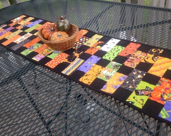 Halloween Stepping Stones 13x47 quilted table runner