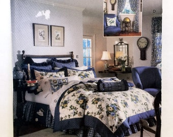 Butterick Waverly 5860, Dust Ruffle Pattern, Duvet Cover Pattern, Valance Pattern, Drapes & Tiebacks, Pillow Sham Pattern, Bed Caddy Pattern