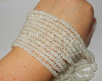 Rainbow Moonstone freeform Rondell beads 13" strand