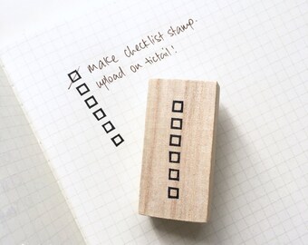 Handmade Checklist stamp/ vertical checklist/ squares/ hand carved/ rubber stamp/ to-do list/ organizer stamp/ stationery essentials/ wood