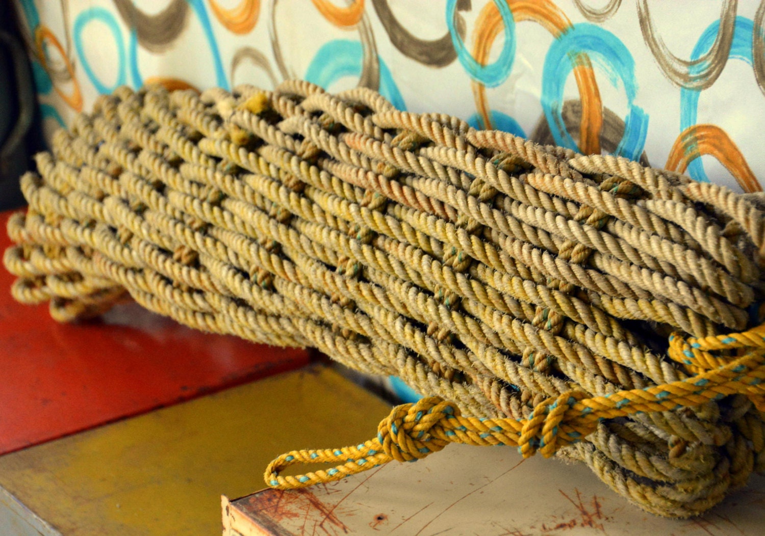 Antique Braided Rope Boat Bumper Huge 3ft Vintage Maritime