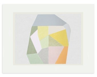 Screenprint, Large geometric print, original screenprint, hand drawn, abstract art, multi-coloured art by Emma Lawrenson