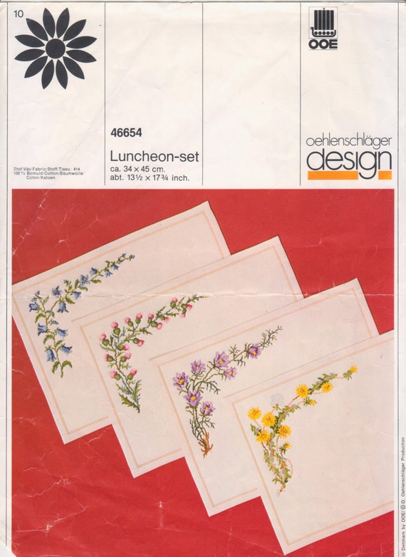 Floral Placemats in Cross Stitch from Denmark