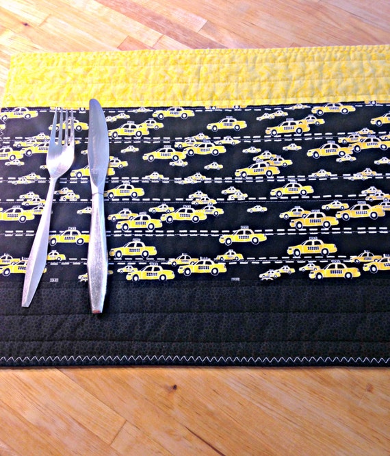 Quilted Placemats Fabric Placemat Yellow by TheQuiltingViolinist