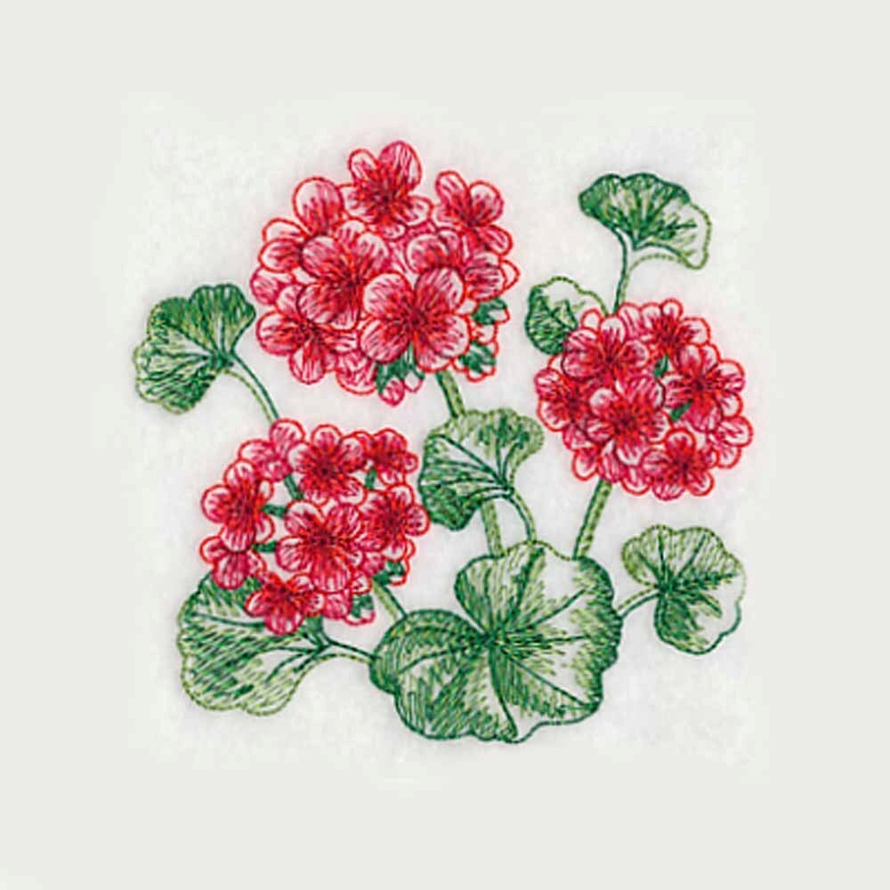 Geranium Tea Towel Embroidered Kitchen Towel Embroidered