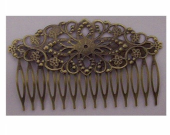 1 dozen Antiqued dark Bronze Filigree hair comb 78x35mm for beading or gluing embellishment jewelry finding victorian steampunk supply 629x