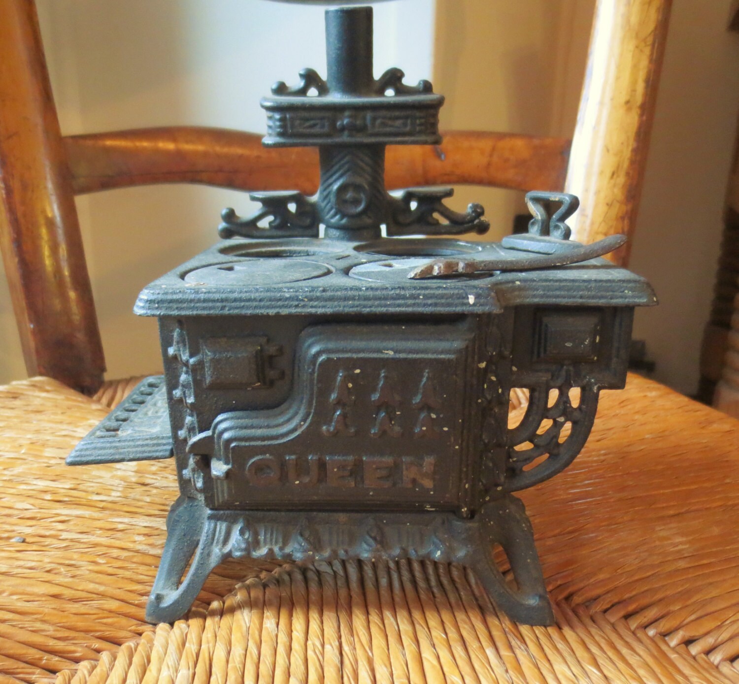 Vintage Queen Cast Iron Toy Stove