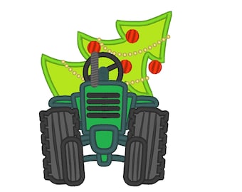 Christmas tractor front - machine embroidery design - multiple sizes, for hoops 4x4, 5x7 and 6x10 INSTANT DOWNLOAD