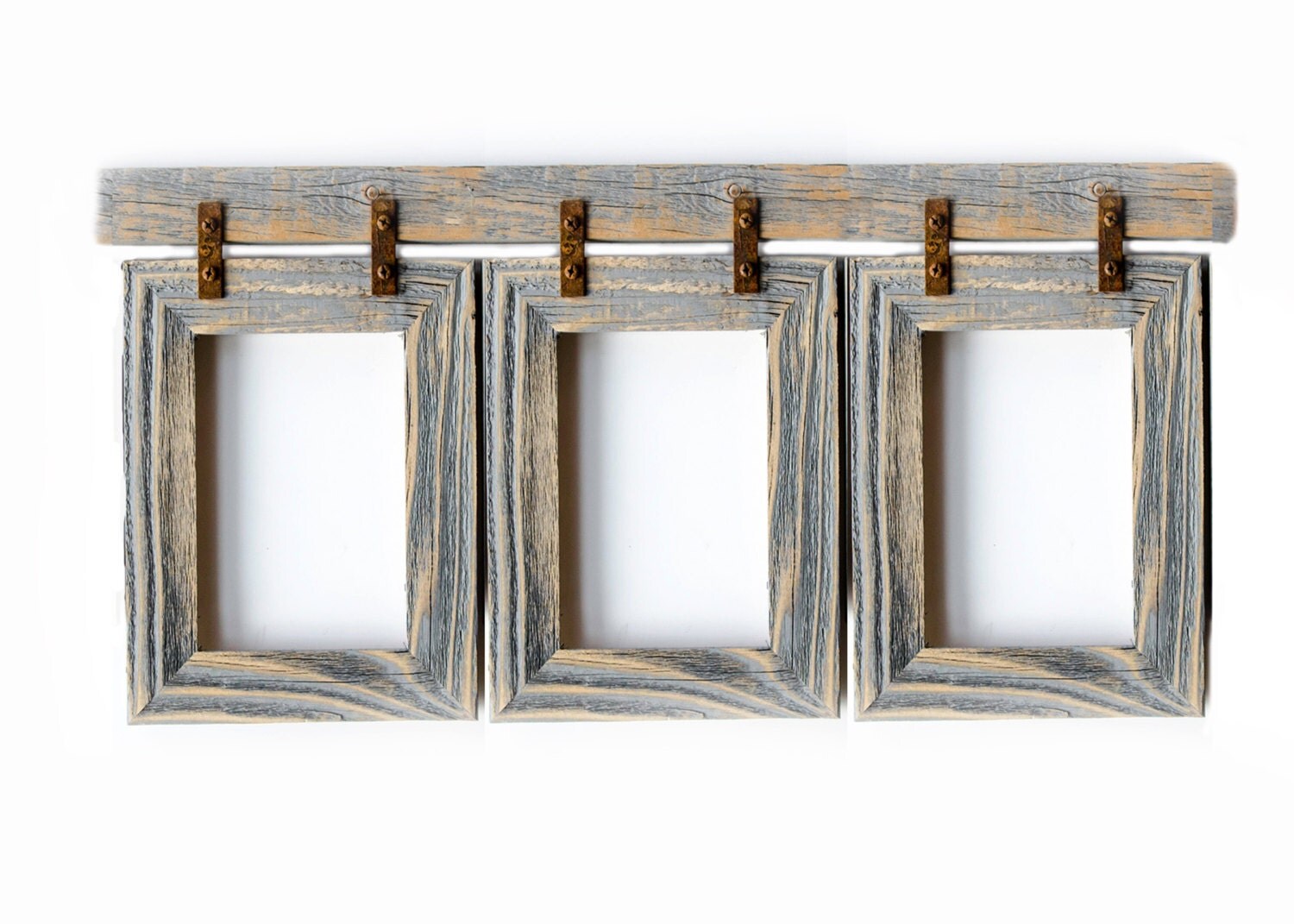 Barnwood Collage Frame. 3 4x6 Multi Opening Frame. Rustic