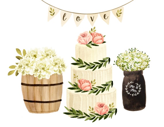 Cake Clipart Wedding Watercolor Rustic Invites Decor Cake Clipart Wedding Watercolor Rustic Invites Decor