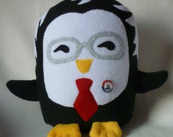 Plush Bernie  Sanders Penguin with Campaign Button,  Donate to Berniecrats or Jill Stein, Machine Wash and Dry