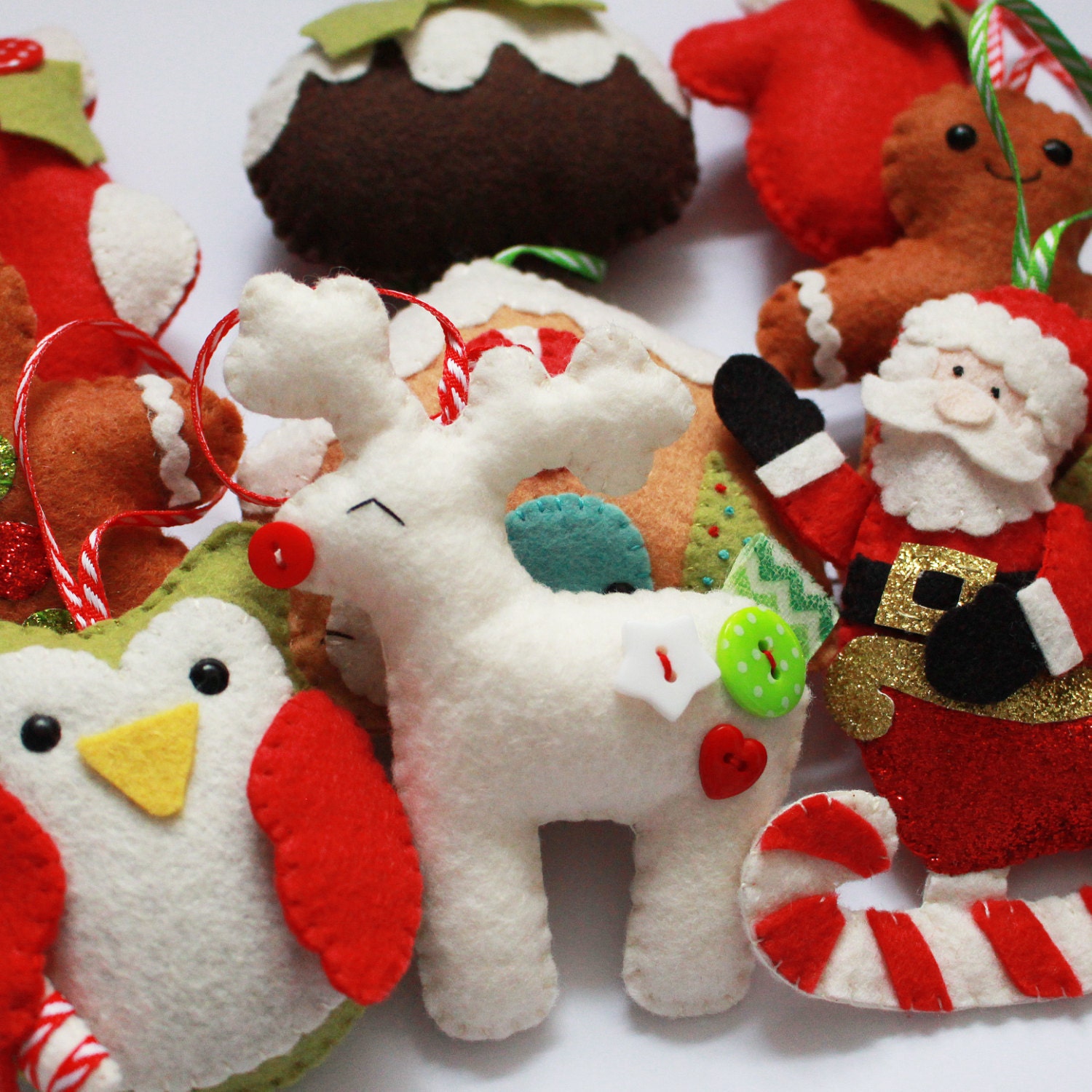 Christmas decorations set one PDF pattern, sew your own, diy, felt ...