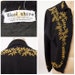 Vintage beaded cardigan / Black angora sweater / Gold floral
