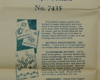 Vintage Embroidery Transfer Pattern, Alice Brooks No.7435 Fruit Motifs, Unused