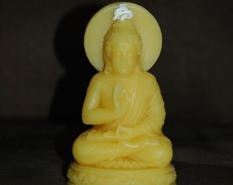 Beeswax Buddha Candle ~ Pure Beeswax Candle ~ Buddha Sitting In a Lotus Position