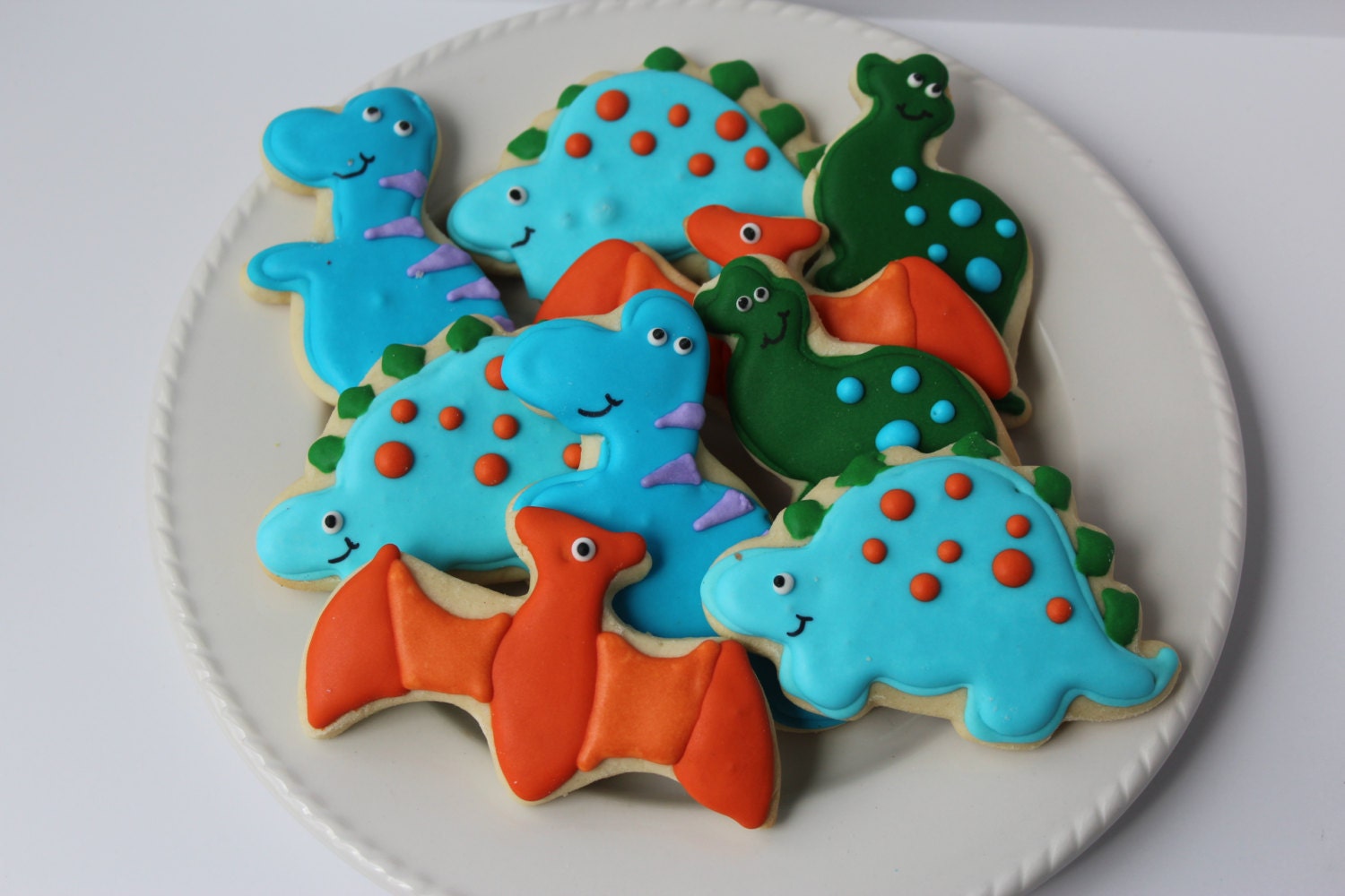 Dinosaur Cookies sugar cookies dinosaur party decorated