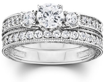 Diamond .70CT Infinity Engagement Ring Wedding Band Set