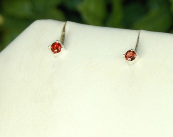Garnet Earrings, Red Garnet Studs, Sterling Silver, January Birthstone, Natural Garnets, Tiny Garnet Earrings, Garnet Studs