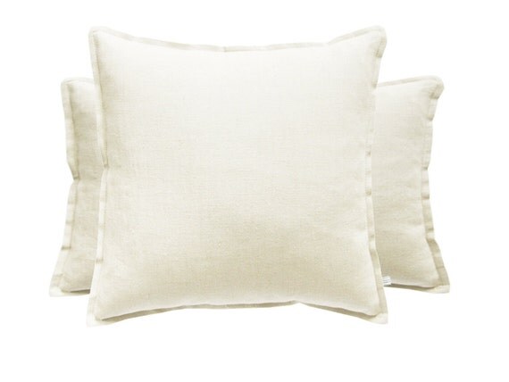 Off white linen square or lumbar pillow cover by LovelyHomeIdea