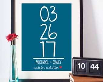 Anniversary Gift Personalized Special Date Print Any Color Combo Available Any Saying Available Engagement Gift