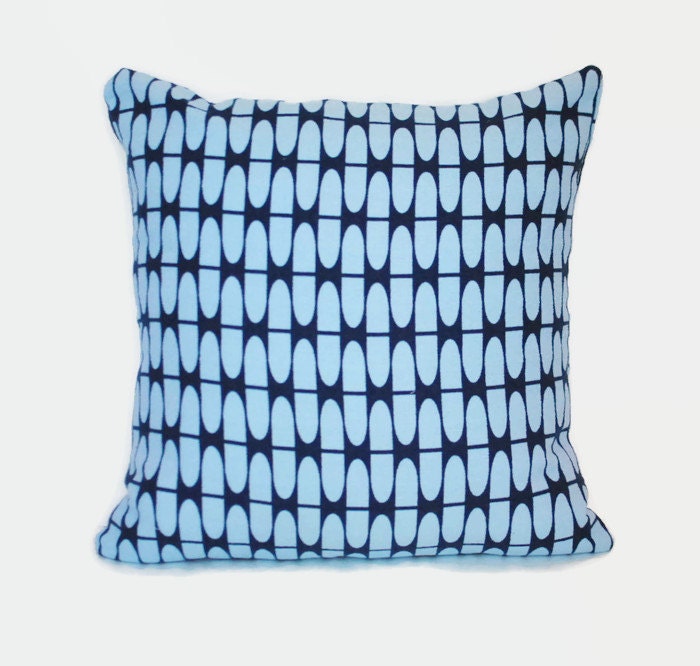 Geometric navy and light blue decorative pillow cover. 1 cover