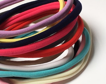 Nylon Skinny Headbands - Pack of 5 - 22 colours to choose from