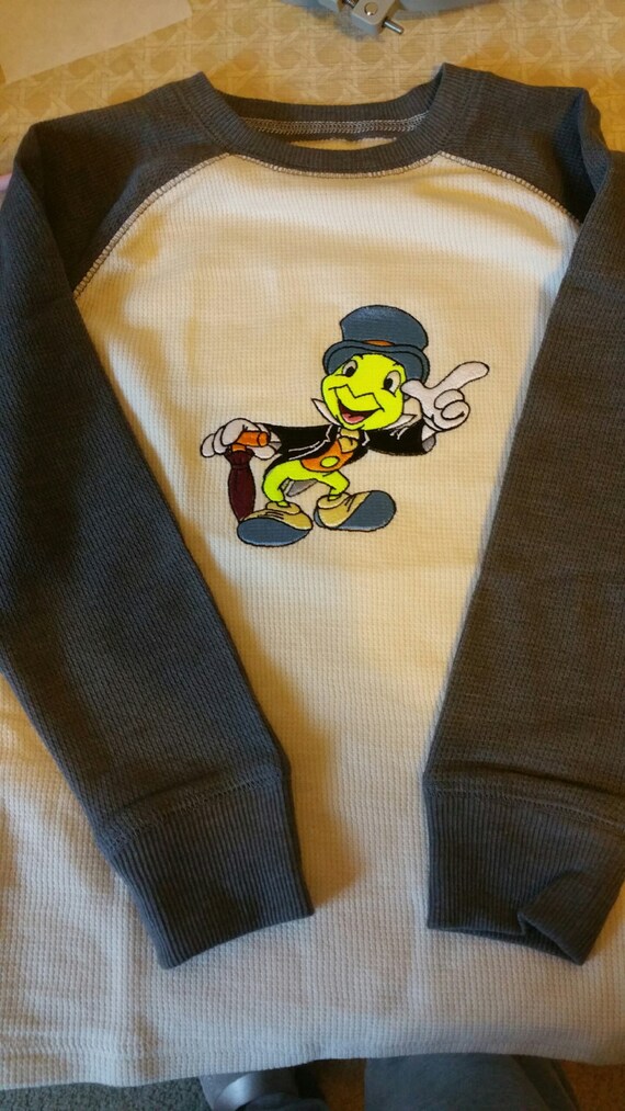 Jiminy Cricket White Embroidered Tee Shirt Youth or Adult