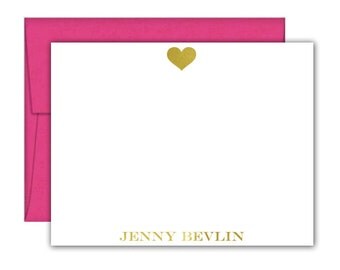 Heart Personalized Foil Note Cards - Monogram Note Cards - Monogram Stationery - Monogrammed Stationery - Personalized Stationery