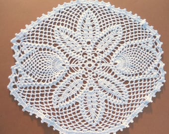 tulip crochet doily, lace doily, white crochet doily, 11",