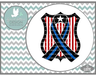 Police Thin Blue Line Shield American Flag LL077 C - SVG - Cutting File - Includes ai, eps, svg, dxf (for Silhouette users), jpg, png files