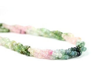 Afghan Tourmaline Micro Faceted Rondelles 24 Blue Green Pink Semi Precious Gemstone October Birthstone