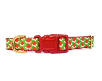 Christmas Dog Collar, 1" wide dog collar, Santa Clause's Hat in Red and Green
