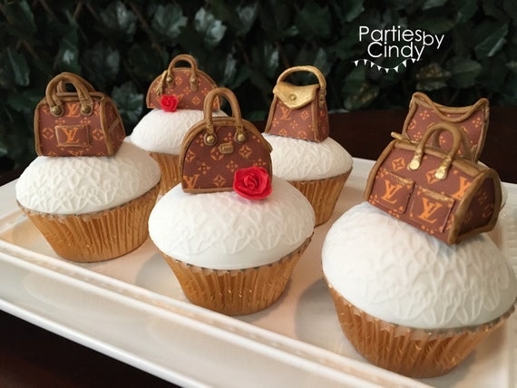Louis Vuitton handbag cupcake toppers from PartiesbyCindy on Etsy Studio