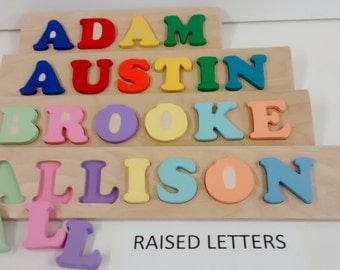 Personalized wooden name puzzle flip and ply