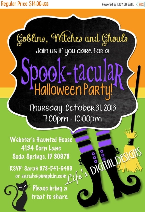 Halloween Party Invitations Witch by LifesDigitalDesigns on Etsy