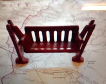 Antique Red Cast Iron Toy Swing by Kilgore Toys Co 1930 nice condition Dollhouse Miniature Fairie garden