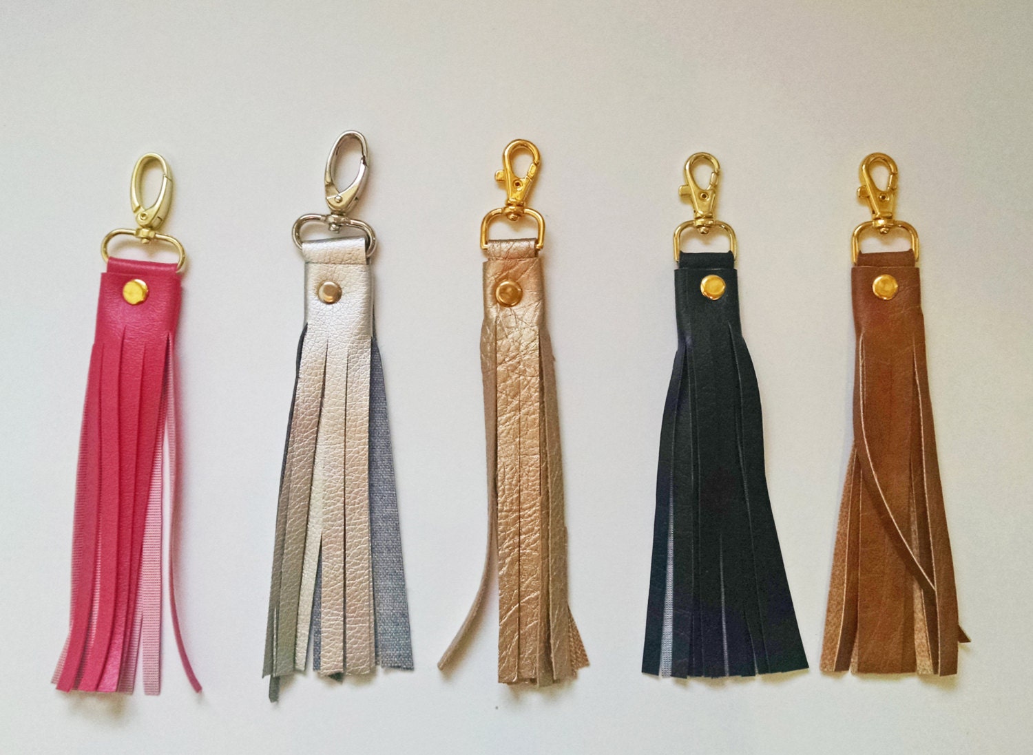 Faux Leather Tassel Keychains Key Fob Tassel by SeptemberSkye
