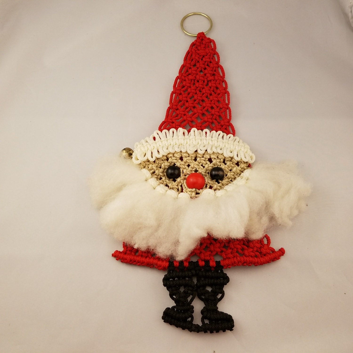 Vintage Macrame Santa Claus Wall Hanging by Stuckinthe80sVintage